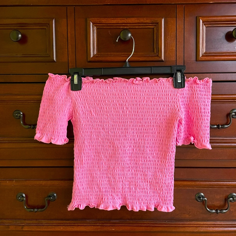 Pink off the shoulder